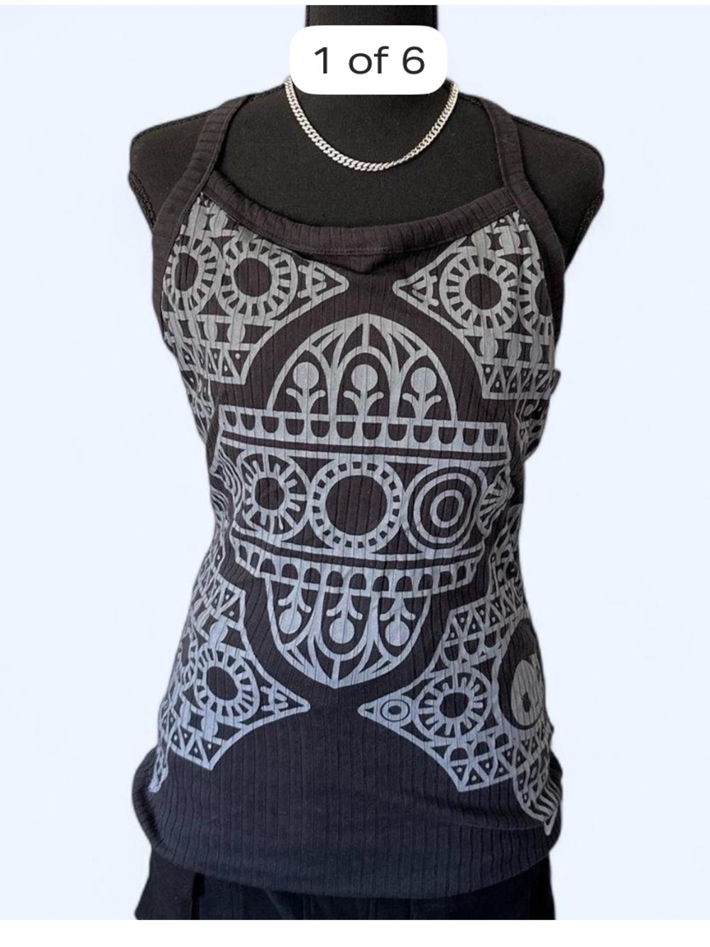 Nike Black Tank Top with Gray Geometric Print